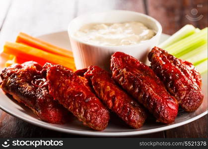 grilled chicken wings with vegetables