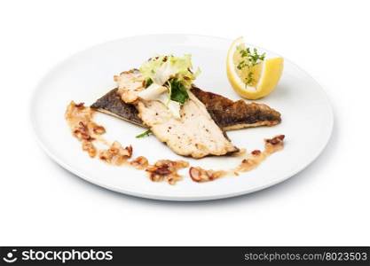 Grilled Fish Fillet. Grilled Fish Fillet on a white plate