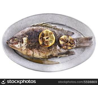 Grilled Fish Isolated On White Background