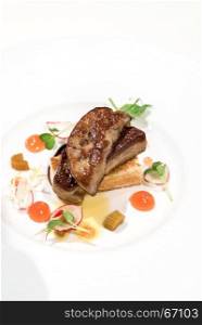 Grilled foie gras with fruit sauce