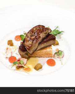 Grilled foie gras with fruit sauce