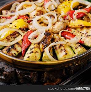 Grilled fresh vegetables and mustard sauce