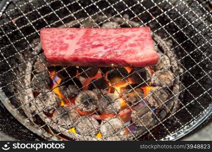 grilled Freshness Japanese wagyu Sirloin meat BBQ yakiniku