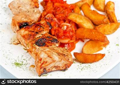 Grilled kebab pork meat