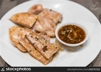Grilled Pork with thai spicy sauce
