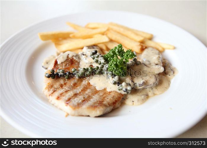 Grilled Porkchop with white sauce