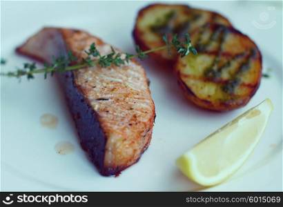 grilled salmon and potatoes