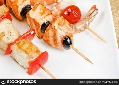 grilled salmon and shrimps