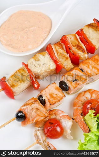 grilled salmon and shrimps