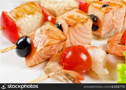 grilled salmon and shrimps