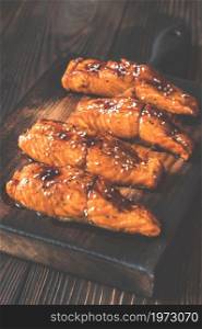 Grilled salmon fillet glazed in delicious teriyaki sauce