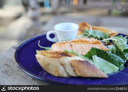 Grilled Salmon steak with salad