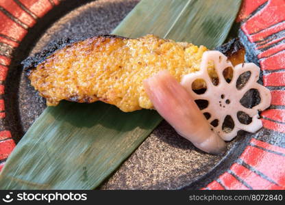 grilled salmon with miso foie gras sauce