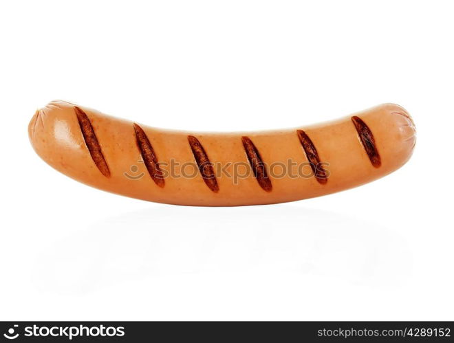 Grilled sausage isolated on white background