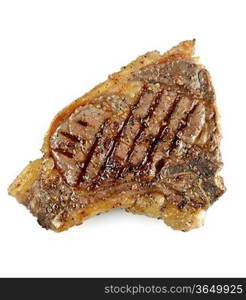 Grilled T-Bone Steak On White Background