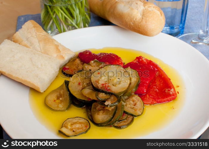 Grilled Vegetables - Red Pepper, Zucchini and Baguette