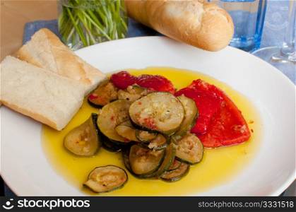 Grilled Vegetables - Red Pepper, Zucchini and Baguette