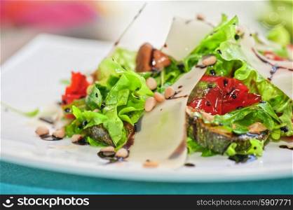 grilled vegetables salad. salad from grilled vegetables closeup
