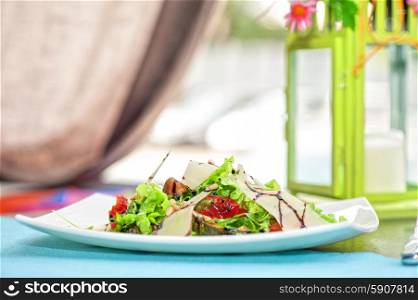 grilled vegetables salad. salad from grilled vegetables closeup