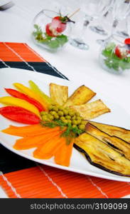 Grilled vegetables served in the plate