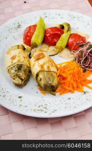 Grilled vegetables served in the plate