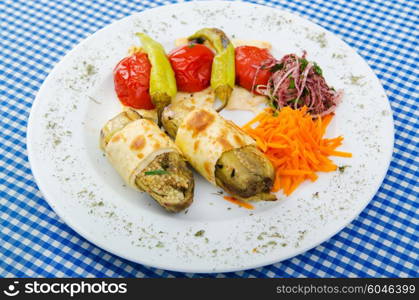 Grilled vegetables served in the plate