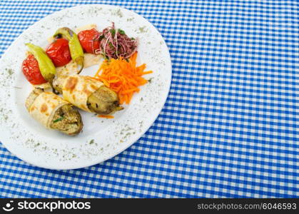 Grilled vegetables served in the plate