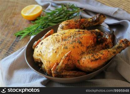 Grilled whole chicken or turkey for celebration and holiday .. Grilled whole chicken or turkey for celebration and holiday