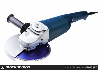 grinding car with abrasive disk isolated on a white background