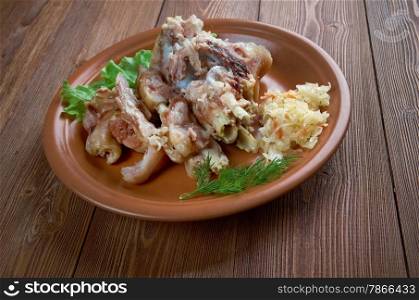 Grisfotter - Scandinavian cuisine.Pickled pigs feet