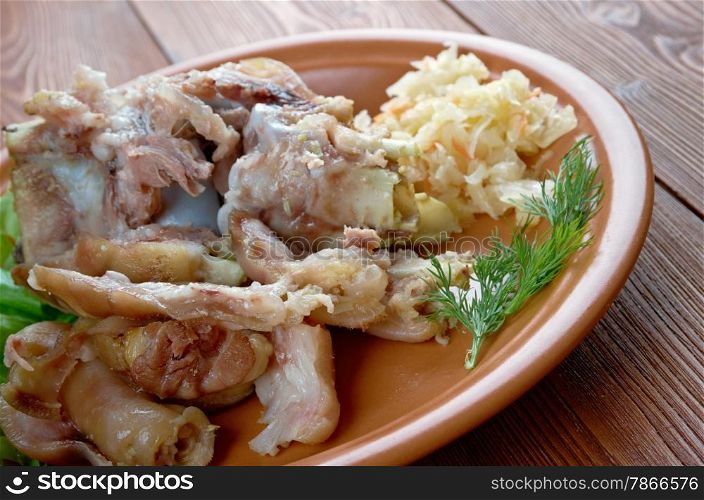 Grisfotter - Scandinavian cuisine.Pickled pigs feet