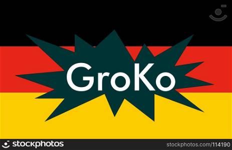 Groko (Grand Coalition). GroKo, short for Grosse Koalition in German (meaning Grand Coalition), with flag