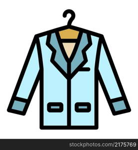 Groom coat icon. Outline groom coat vector icon color flat isolated. Groom coat icon color outline vector