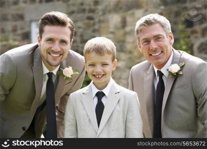 Groom With Best Man And Page Boy At Wedding