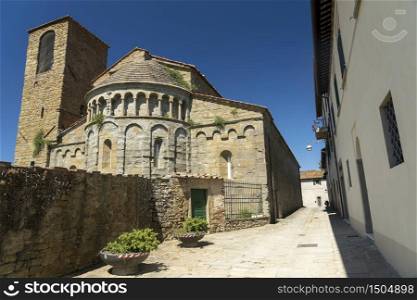 Gropina, Arezzo, Tuscany, Italy: exterior of the medieval church: apse