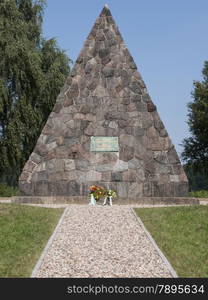 "Grossbeeren, Teltow-Flaming, Brandenburg, Germany - pyramid, which was built in 1906 in memory of General von Buelow, who led the troops in the battle of 23.8.1813 against Napoleon. It bears the inscription: "Our bones should bleach before Berlin and not backwards""