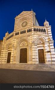 Grosseto, Tuscany, Italy: the historic cathedral by night