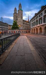 Grossmunster Church in the Morning, Zurich, Switzerland