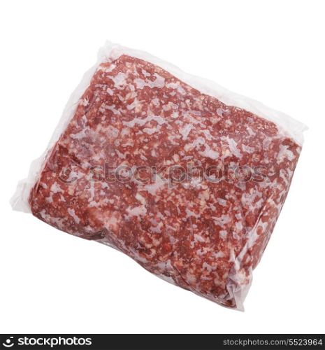 Ground Frozen Beef In A PLastic Package