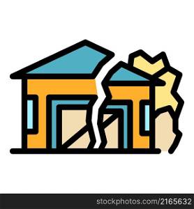 Ground house erosion icon. Outline ground house erosion vector icon color flat isolated. Ground house erosion icon color outline vector