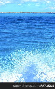 ground in mexico froath and blue foam the sea drop sunny day wave