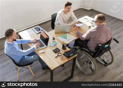 group adult men working together office