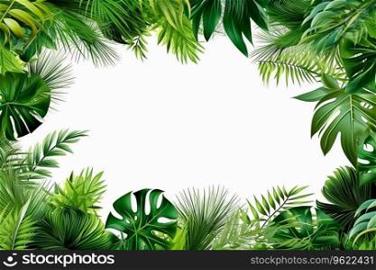 Group background green tropical leaves empty space, frame, nature concept plant leaves. Ai generated