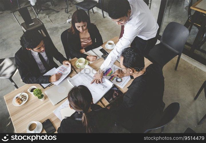 Group diversity partner business meeting trust in businessman and tam talking together modern city asian Teamwork Collaboration Team Meeting Communication concept with Business people Working Together
