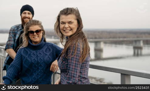 group friends posing together outdoors