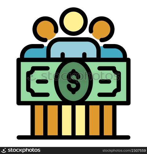 Group money allowance icon. Outline group money allowance vector icon color flat isolated. Group money allowance icon color outline vector