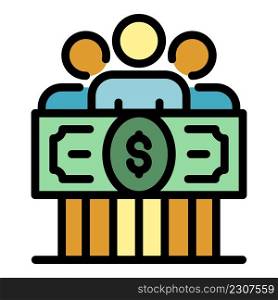 Group money allowance icon. Outline group money allowance vector icon color flat isolated. Group money allowance icon color outline vector