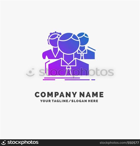 group, multiplayer, people, team, online Purple Business Logo Template. Place for Tagline.. Vector EPS10 Abstract Template background