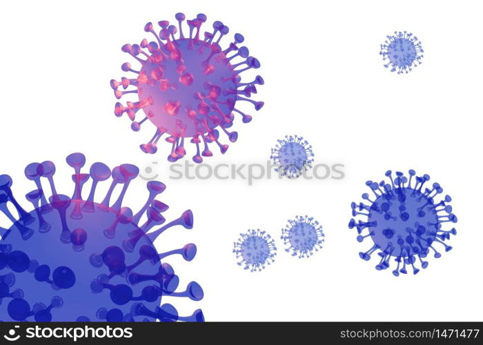 group of 3d models of virus Corona covid wuhan virus