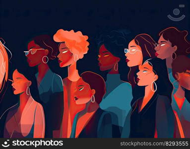 Group of abstract and anonymous people for a poster or background for women’s day, elegant and beautiful style by generative AI